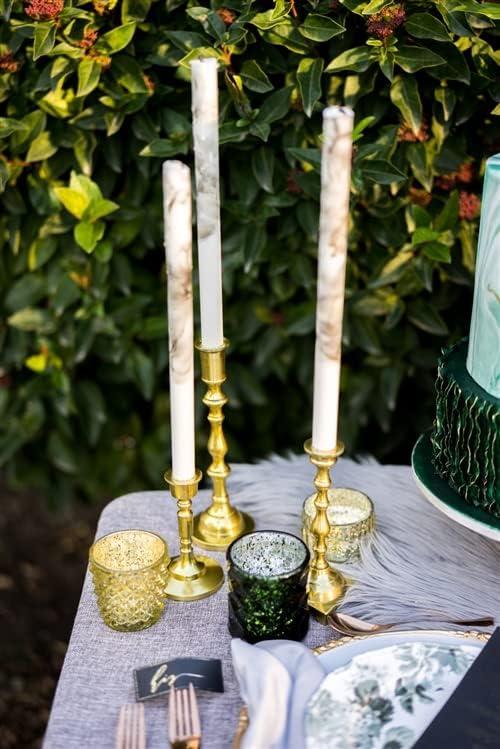 imageKoyal Wholesale Vintage Gold Mixed Taper Holders Set of 10 Mismatched Candlesticks Set Bohemian Decorative Candle SetGold