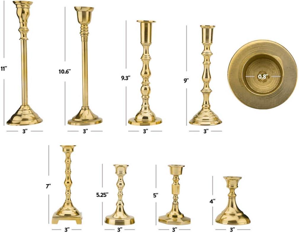 imageKoyal Wholesale Vintage Gold Mixed Taper Holders Set of 10 Mismatched Candlesticks Set Bohemian Decorative Candle SetGold