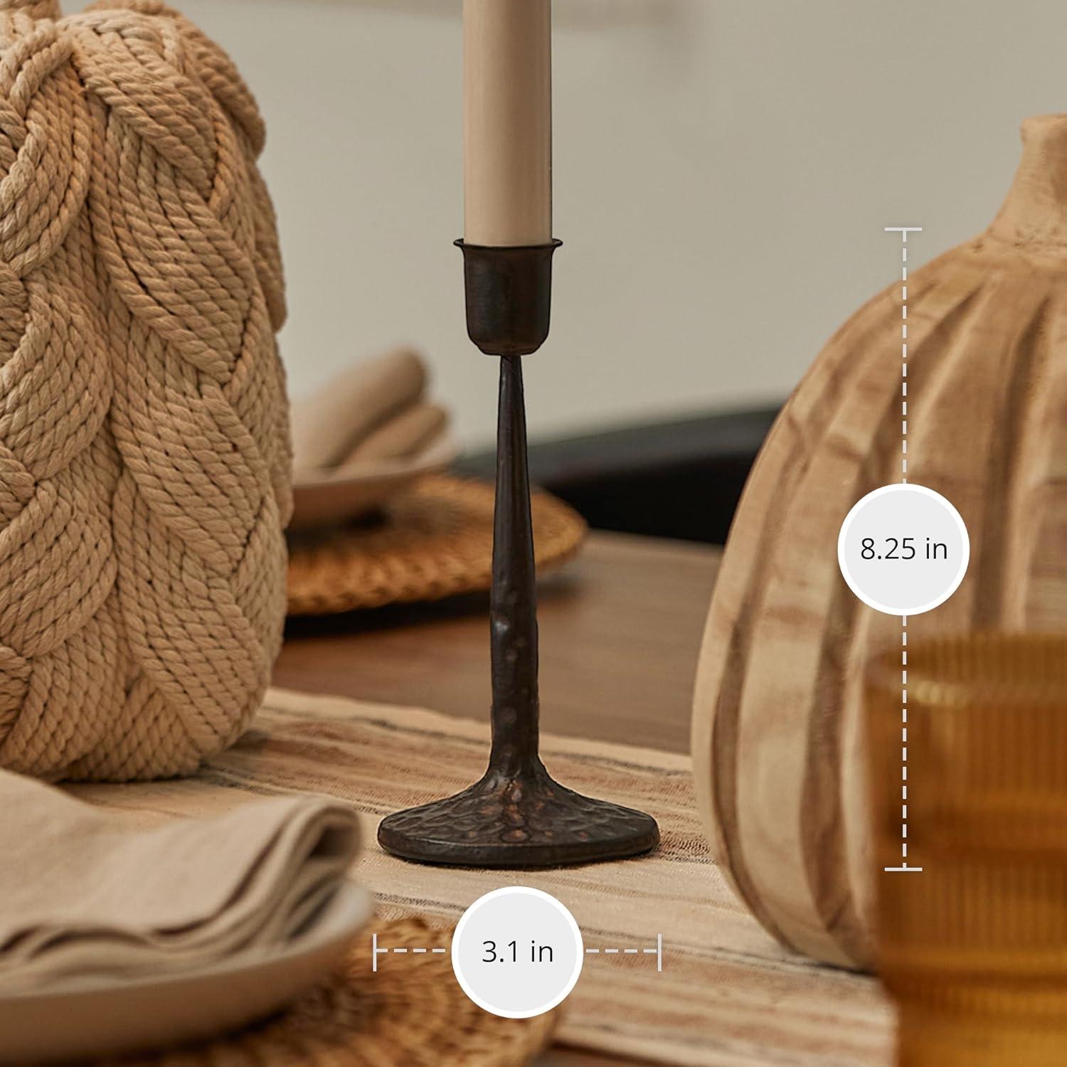 imageLuminara Wrought Iron Taper Candlestick Holder  Vintage Antique Black 825quot Home Decor Elegant Dining Table Centerpiece for Moving Flame Candles