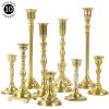 imageKoyal Wholesale Vintage Gold Mixed Taper Holders Set of 10 Mismatched Candlesticks Set Bohemian Decorative Candle SetGold