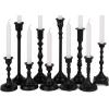 imageKoyal Wholesale Vintage Gold Mixed Taper Holders Set of 10 Mismatched Candlesticks Set Bohemian Decorative Candle SetMatte Black