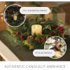 imageLuminara 18quot Holiday Wreath ampamp Centerpiece wRed Berries Ivory Melted Top Flameless LED Candle 3quot x 45quot Unscented Paraffin Wax Front Door Decor