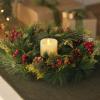 imageLuminara 18quot Holiday Wreath ampamp Centerpiece wRed Berries Ivory Melted Top Flameless LED Candle 3quot x 45quot Unscented Paraffin Wax Front Door Decor