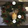imageLuminara 18quot Holiday Wreath ampamp Centerpiece wRed Berries Ivory Melted Top Flameless LED Candle 3quot x 45quot Unscented Paraffin Wax Front Door Decor