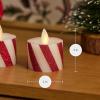 imageLuminara 2Pack Moving Flame LED Flameless Tealight 14quot x 2quot Battery Operated Plastic LED Flameless Tea Light Smooth Candy Cane Red
