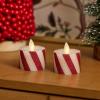 imageLuminara 2Pack Moving Flame LED Flameless Tealight 14quot x 2quot Battery Operated Plastic LED Flameless Tea Light Smooth Candy Cane Red