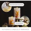 imageLuminara Embedded Flameless LED Candle  Red Berry 35quot x 45quot  Moving Flame Pillar Battery Operated Timer Real Wax Unscented SafeOrange Leaf
