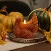 imageLuminara Flameless Fall Harvest Decor  Turkey Figural LED Candle Natural Color Adobe 53quot x 75quot Real Wax Moving Flame Battery Operated wTimerAdobe Turkey