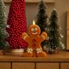 imageLuminara Flameless Festive Decor  Gingerbread Man Figural LED Candle Natural Color Brown 53quot x 75quot Real Wax Moving Flame Battery Operated Timer