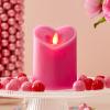 imageLuminara Raspberry Sorbet Heart Shaped Pillar Candle  Flickering RealFlame Technology  Remote Ready  Romantic Valentines Collection  35quot x45quotRaspberry Sorbet