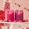 imageLuminara Raspberry Sorbet Heart Shaped Pillar Candle  Flickering RealFlame Technology  Remote Ready  Romantic Valentines Collection  35quot x45quotRaspberry Sorbet