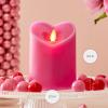 imageLuminara Raspberry Sorbet Heart Shaped Pillar Candle  Flickering RealFlame Technology  Remote Ready  Romantic Valentines Collection  35quot x45quotRaspberry Sorbet