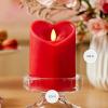 imageLuminara Raspberry Sorbet Heart Shaped Pillar Candle  Flickering RealFlame Technology  Remote Ready  Romantic Valentines Collection  35quot x45quotTrue Red
