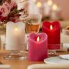 imageLuminara Raspberry Sorbet Heart Shaped Pillar Candle  Flickering RealFlame Technology  Remote Ready  Romantic Valentines Collection  35quot x45quotTrue Red