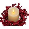imageLuminara Red Berries Centerpiece Set with Ivory Flameless LED Candle 3quotx45quot Melt Top Unscented Real Wax Holiday Table Decoration