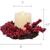 imageLuminara Red Berries Centerpiece Set with Ivory Flameless LED Candle 3quotx45quot Melt Top Unscented Real Wax Holiday Table Decoration