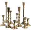 imageKoyal Wholesale Vintage Gold Mixed Taper Holders Set of 10 Mismatched Candlesticks Set Bohemian Decorative Candle SetAssorted gold pink