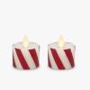 imageLuminara 2Pack Moving Flame LED Flameless Tealight 14quot x 2quot Battery Operated Plastic LED Flameless Tea Light Smooth Candy Cane Red