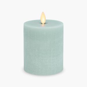imageLuminara  Flameless LED Battery Operated Flickering Pillar Candles  Stone Grey  Pack of 13x45  Realistic Moving Flame Real Wax IndoorOutdoorFresh Mint