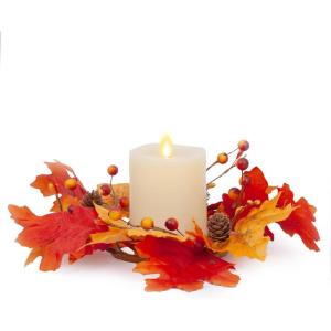 imageLuminara Centerpiece Set with Ivory Flameless LED Candle 3quotx45quot Melt Top Unscented Real Wax Harvest