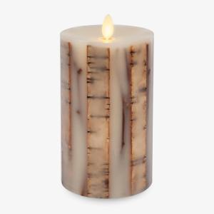 imageLuminara Embedded Birch Twigs Flameless LED Candle 35quot x 65quot Moving Flame Real Wax Unscented Battery Operated Decorative Home Lighting Safe35 x 65