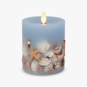imageLuminara Embedded Flameless LED Candle  Red Berry 35quot x 45quot  Moving Flame Pillar Battery Operated Timer Real Wax Unscented SafeChambray
