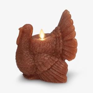 imageLuminara Flameless Fall Harvest Decor  Turkey Figural LED Candle Natural Color Adobe 53quot x 75quot Real Wax Moving Flame Battery Operated wTimerAdobe Turkey