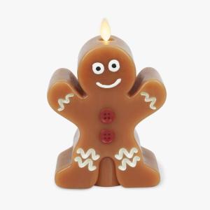 imageLuminara Flameless Festive Decor  Gingerbread Man Figural LED Candle Natural Color Brown 53quot x 75quot Real Wax Moving Flame Battery Operated Timer