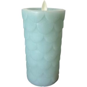 imageLuminara Flameless LED Candle Embedded Moving Flame Pillar Unscented Real Wax with Recessed Edge Remote Ready Timer Surf Spray 65inch