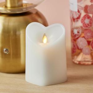 imageLuminara Raspberry Sorbet Heart Shaped Pillar Candle  Flickering RealFlame Technology  Remote Ready  Romantic Valentines Collection  35quot x45quotWhite