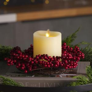 imageLuminara Red Berries Centerpiece Set with Ivory Flameless LED Candle 3quotx45quot Melt Top Unscented Real Wax Holiday Table Decoration