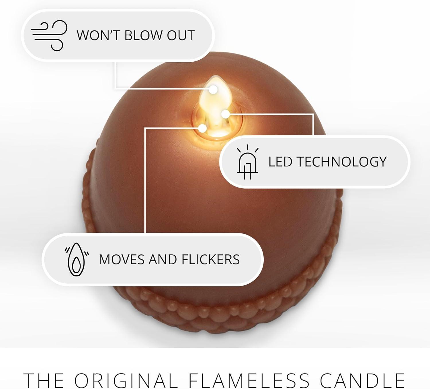 imageLuminara Flameless Fall Harvest Decor  Acorn Figural LED Candle Natural Color Brown 3quot x 45quot Real Wax Moving Flame Battery Operated wTimer Indoor Use
