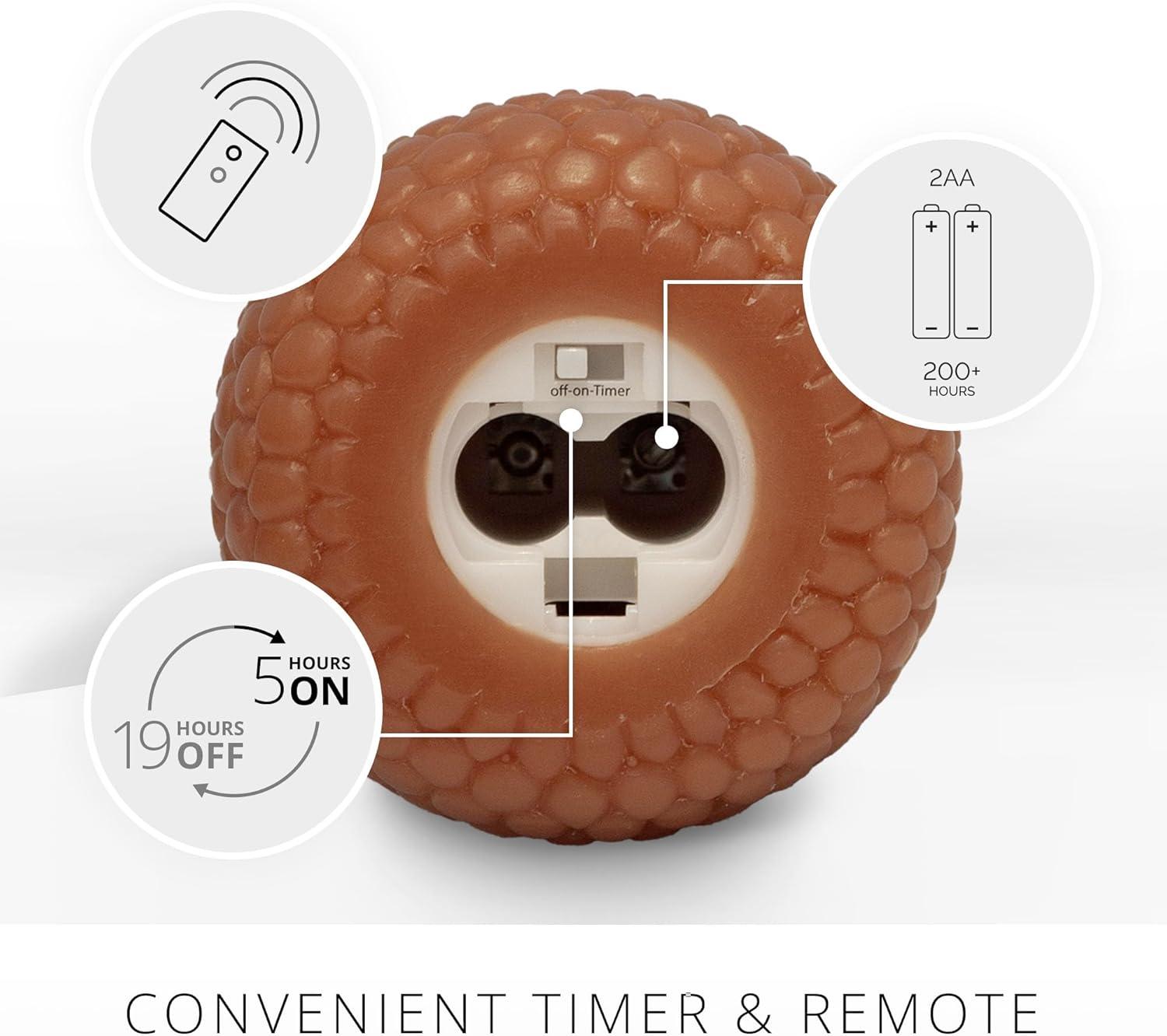 imageLuminara Flameless Fall Harvest Decor  Acorn Figural LED Candle Natural Color Brown 3quot x 45quot Real Wax Moving Flame Battery Operated wTimer Indoor Use