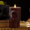 imageLuminara Chalky Skull LED Candle Dark Chocolate Moving Flame Gothic Halloween Decor Battery Operated Flameless Unscented Wax Timer IndoorChocolate Torte