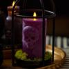 imageLuminara Chalky Skull LED Candle Dark Chocolate Moving Flame Gothic Halloween Decor Battery Operated Flameless Unscented Wax Timer IndoorImperial Purple
