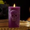 imageLuminara Chalky Skull LED Candle Dark Chocolate Moving Flame Gothic Halloween Decor Battery Operated Flameless Unscented Wax Timer IndoorImperial Purple