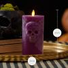imageLuminara Chalky Skull LED Candle Dark Chocolate Moving Flame Gothic Halloween Decor Battery Operated Flameless Unscented Wax Timer IndoorImperial Purple
