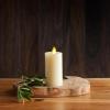 imageLuminara Classic Slim Flameless LED Candle Burgundy 2quot x 425quot Battery Operated Moving Flame Pillar wTimer Safe Realistic Wax Candle Home DecorIvory