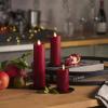 imageLuminara Classic Slim Flameless LED Candle Burgundy 2quot x 425quot Battery Operated Moving Flame Pillar wTimer Safe Realistic Wax Candle Home DecorRed