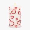 imageLuminara Debossed Hearts Pillar Candle Metallic Magenta  Patented Flickering Flameless Technology  Valentines Day Collection  Remote Ready  45quotPearl Ivory Red Metallic