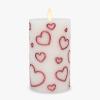 imageLuminara Debossed Hearts Pillar Candle Metallic Magenta  Patented Flickering Flameless Technology  Valentines Day Collection  Remote Ready  45quotPearl Ivory Magenta Metallic