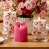 imageLuminara Debossed Hearts Pillar Candle Metallic Magenta  Patented Flickering Flameless Technology  Valentines Day Collection  Remote Ready  45quotPearl Ivory Magenta Metallic