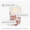 imageLuminara Debossed Hearts Pillar Candle Metallic Magenta  Patented Flickering Flameless Technology  Valentines Day Collection  Remote Ready  45quotPearl Ivory Red Metallic