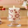 imageLuminara Debossed Hearts Pillar Candle Metallic Magenta  Patented Flickering Flameless Technology  Valentines Day Collection  Remote Ready  45quotPearl Ivory Red Metallic