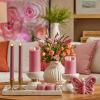 imageLuminara Flameless Candle Taper 1quot x 95quot Melted Top Real Wax Unscented Remote Ready Timer Blooming Mauve