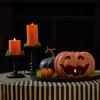 imageLuminara JackoLantern Pumpkin Tealight Holder  Orange 10quot x 675quot  Halloween Dry Brush Resin Fall Home Autumn Harvest Festival Party Decor998437