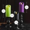 imageLuminara Set of 3 Halloween MultiColor and Size Flameless LED Candle Pillars with 10Button Remote Control Scalloped Edge Unscented Real Wax Timer