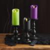 imageLuminara Set of 3 Halloween MultiColor and Size Flameless LED Candle Pillars with 10Button Remote Control Scalloped Edge Unscented Real Wax Timer