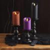 imageLuminara Set of 3 Halloween MultiColor with Orange Glitter and Sizes Flameless LED Candle Pillars with 10Button Remote Control Scalloped Edge Unscented Real Wax Timer