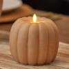 imageLuminara Tall Pumpkin Figural Flameless Flickering Moving Flame LED Candle 57quot x 55quot Chalky Finish Real Unscented Wax Time Function Irish Cream